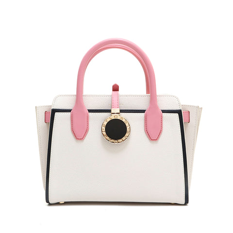 Bvlgari BVLGARI Alba Leather Bicolor Handbag White X Pink P13438