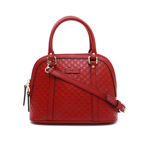 Gucci Gucci Micro GG Shima 2way Leder Schulter Handtasche Rot P13450