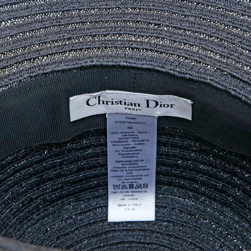 Christian Dior Logo Size 56 Straw Hat Black P13466 – NUIR VINTAGE