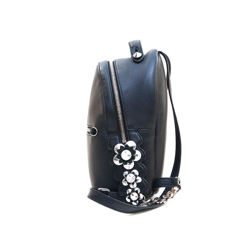 fendi mini backpack FENDI Logo with Rhinestone Chain Leather Mini Backpack Backpack/Daypac – NUIR VINTAGE