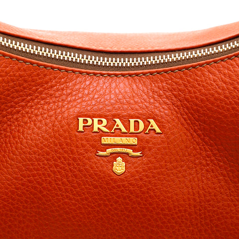 Prada Prada Logo Leder Handumkeltasche Orange P13476