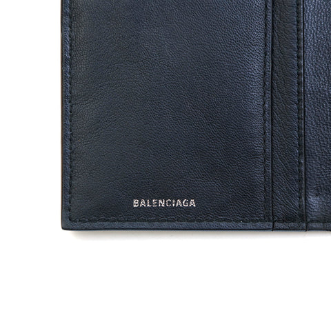 Balenciaga BALENCIAGA Logo Leather Long Wallet Black P13485