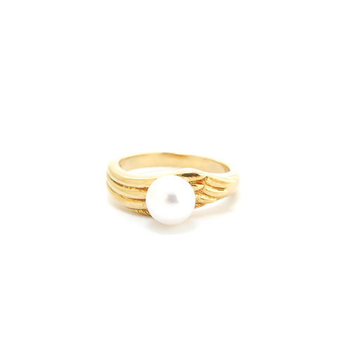 Mikimoto珍珠环YG K18 4.4G 48号尺寸9戒指 /戒指金P13507