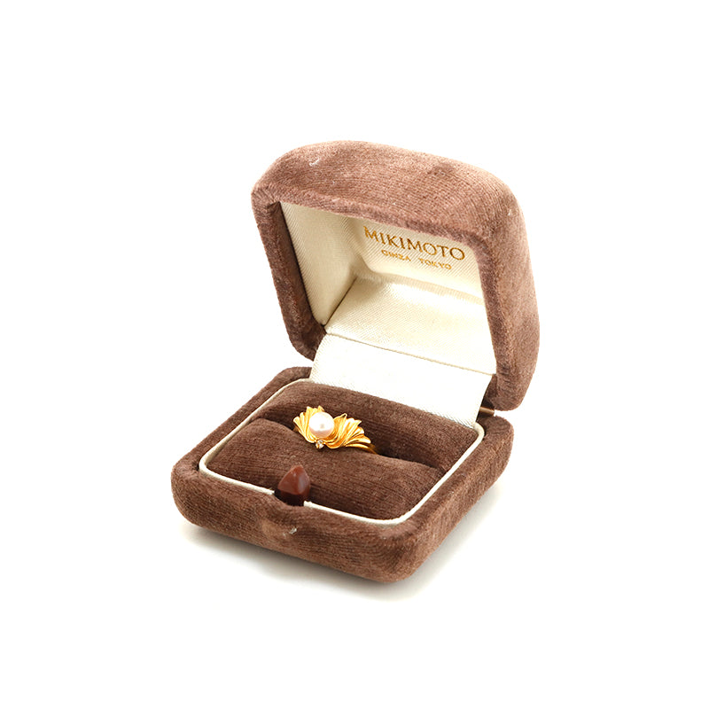 ミキモト パールダイヤリング YG K18 3.4g 51サイズ 12号 リング・指輪