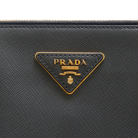 Prada Prada Galleria Safiano 2way Schulter Handtasche grau x Schwarz P13523