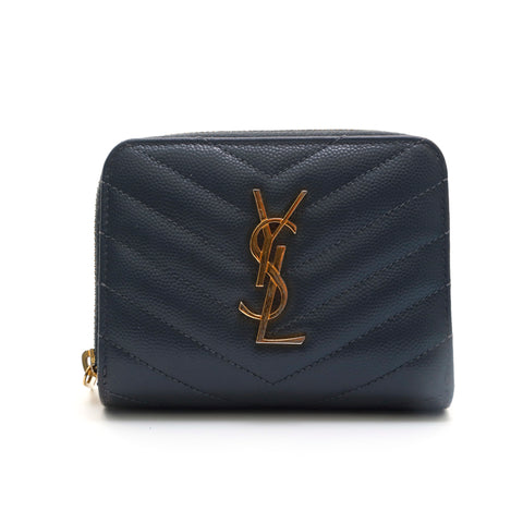 Yves saint laurent yves saint laurent logo cuir plifold portefeuille gris p13524
