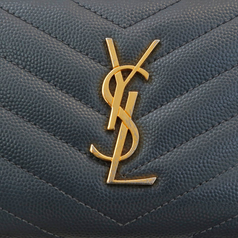 Eve Saint Laurent Yves Saint Laurent Logo Leather Bi -fold Wallet Gray P13524