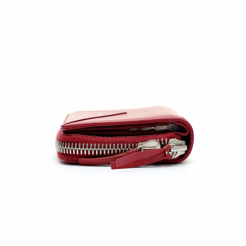 Balenciaga BALENCIAGA Logo Leather Purse Bi -fold Wallet Red P13528