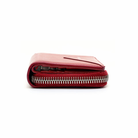 Balenciaga BALENCIAGA Logo Leather Purse Bi -fold Wallet Red P13528
