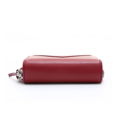 Balenciaga Balenciaga Logo en cuir Purse Bi-Rold portefeuille Red P13528