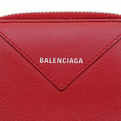 バレンシアガ BALENCIAGA ロゴ レザー 小銭入れ 二つ折り財布 レッド系 P13528