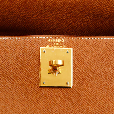 Hermes Hermes Kelly 28 Kushbell Handtasche ◯ Z graviert 1996 Cognac P13544