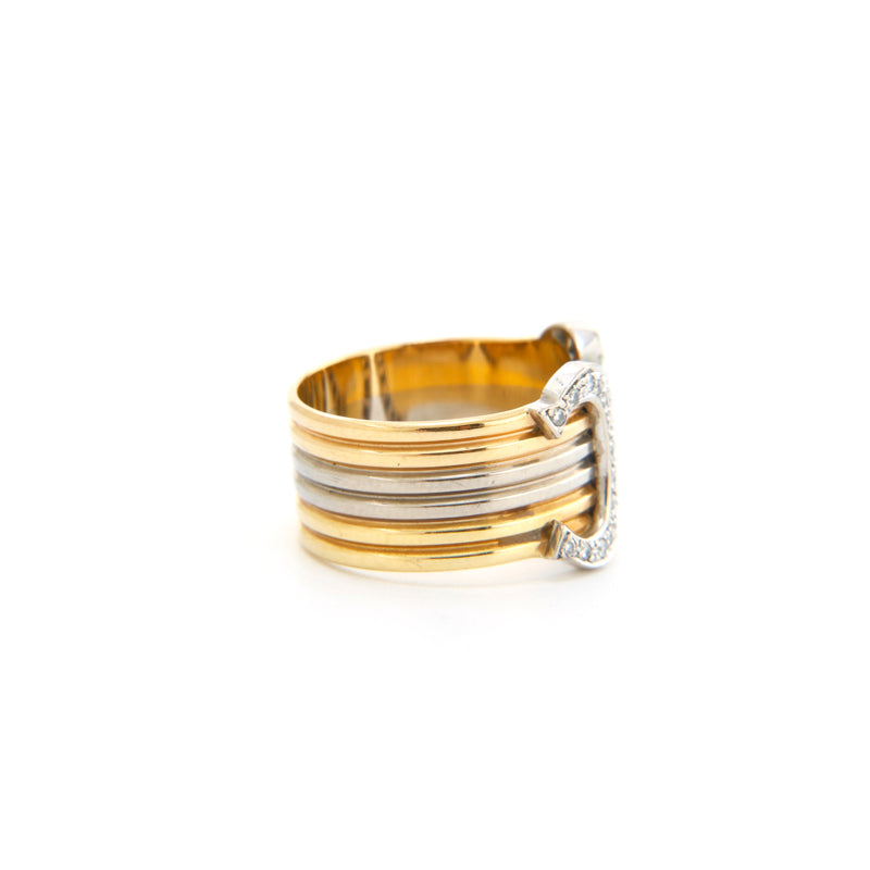 カルティエ CARTIER 2Cダイヤリング YG WG 750 7.5g 59サイズ 18