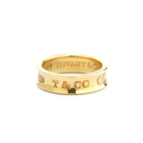 Tiffany Tiffany & Co. 1837 Anneau de logo étroit YG 750 7,7g 54 Taille 15 Ring / Ring Gold P13576