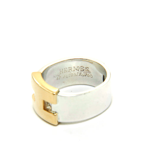 Hermes Hermes Hermes Herculing Ring Silver YG AG925 AU750 7.43G 45 Taille 5 Anneau / anneau Silver x Gold P13602