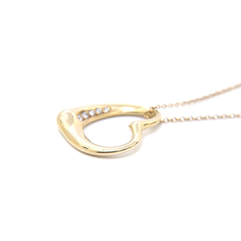 Tiffany Tiffany & Co. Open Heart Diamond Halskette YG 750 6.2g Halskette Gold P13627