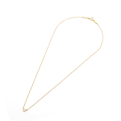 Tiffany Tiffany & Co. par la cour Single Diamond Pendant YG AU750 1,8g Collier Gold P13640