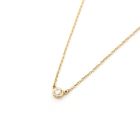 Tiffany Tiffany & Co. par la cour Single Diamond Pendant YG AU750 1,8g Collier Gold P13640