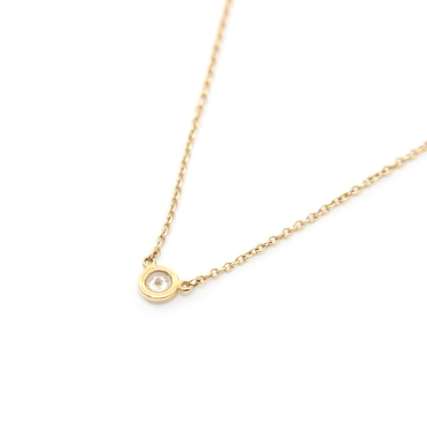 Tiffany Tiffany & Co. par la cour Single Diamond Pendant YG AU750 1,8g Collier Gold P13640