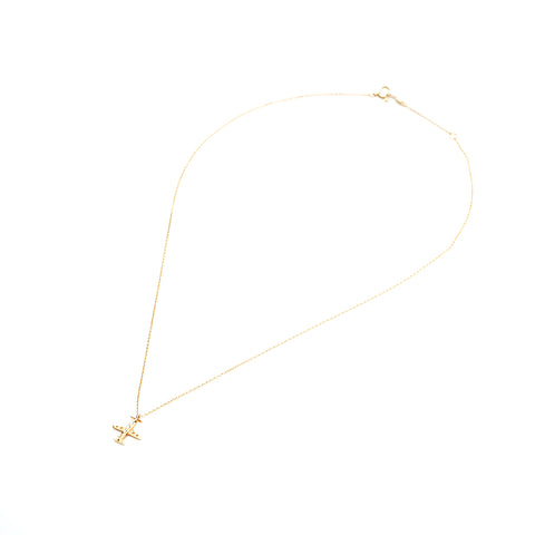 星珠宝飞机钻石吊坠WG K10 1.0G项链金p13658