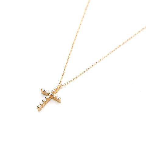 VENDOME AOYAMA Cross Necklace YG K10 0.7G Necklace Gold P13660