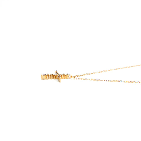 VENDOME AOYAMA Cross Necklace YG K10 0.7G Necklace Gold P13660