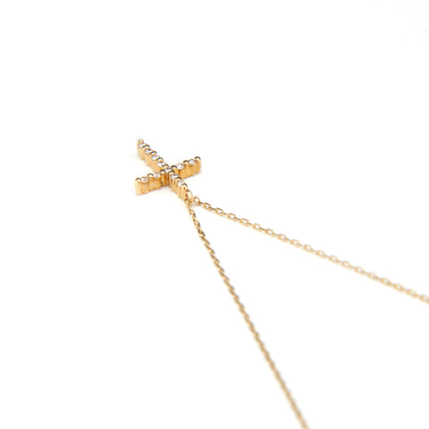 VENDOME AOYAMA Cross Necklace YG K10 0.7G Necklace Gold P13660