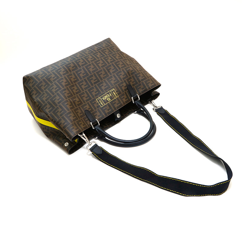 Fendi FENDI Zukka Pattern 2WAY Hand Shoulder Bag Brown Fendi FENDI Zukka Pattern 2WAY Hand Shoulder Bag Brown