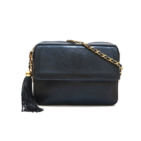 Chanel CHANEL Coco Mark Fringe Shoulder Bag Black P13666 – NUIR