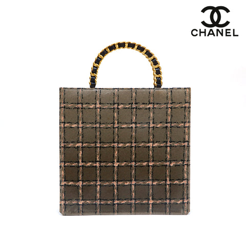 Chanel CHANEL Chocolate Patent Handbag Khaki P13667