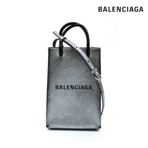 バレンシアガ BALENCIAGA ロゴ ミニ ショルダーバッグ シルバー P13673 ...