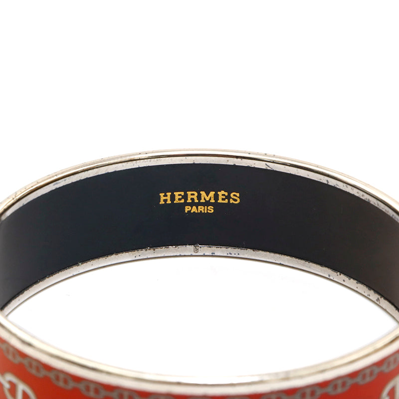 エルメス HERMES エマイユGM 七宝焼き バングル H刻印 レッド