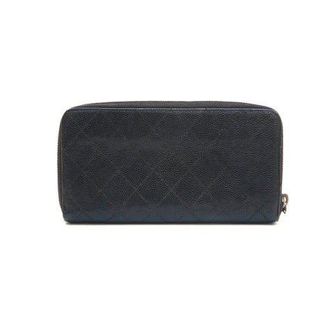 Chanel CHANEL Caviaskin Matrasse 2.55 Long Wallet Black P13716