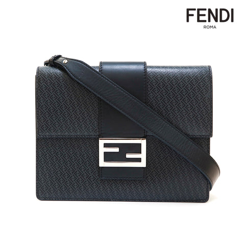 フェンディ FENDI ズッカ レザー 斜め掛け ショルダーバッグ ブラック P13723