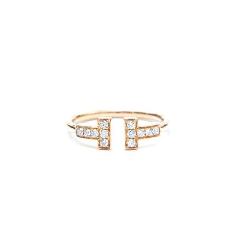 Tiffany Tiffany & Co. T wire dialing PG AU750 2.30g 0.16ct 49 Size No. 10 Ring / Ring Gold P13740