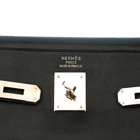 エルメス HERMES ケリー35 P金具 ハンドバッグ □C刻印 1999年 ヴォーシャモニー ブラック WS3143