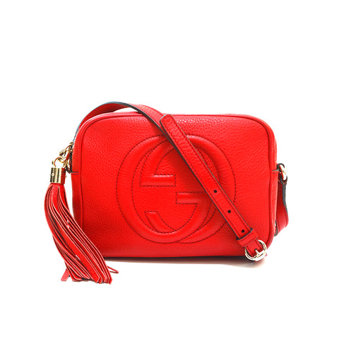 Gucci Soho Sac à bandoulière en cuir rouge P13775