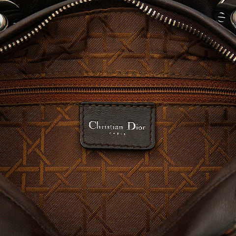 クリスチャンディオール Christian Dior レディディオール カナージュ ハンドバッグ レザー ブラウン P13781