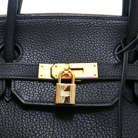 Hermes Birkin Bag Embossed Togo Leather Gold Hardware In Black