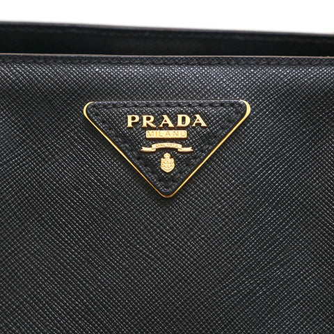 プラダ PRADA ロゴ サフィアーノ ショルダーバッグ レザー ブラック P13819
