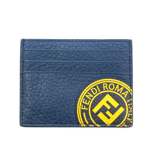 Fendi Pass Case en cuir carte de carte Navy P13860