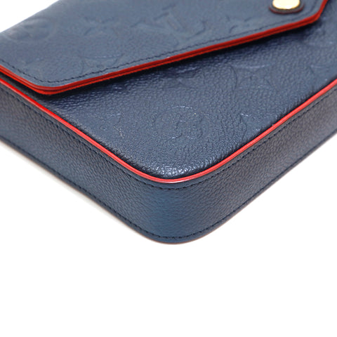 Louis Vuitton Pochette Felicy Monogramm Verstärker Umhängetasche Leder Navy P13864