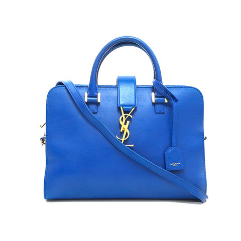 Eve Saint Laurent Yves Saint Laurent Cut 2way Hand Shoulder Bag Leather Blue P13865
