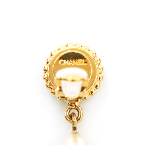 Chanel CHANEL Pearl Clover Swing Earring Gold x White P13884