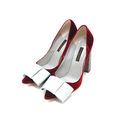 Louis Vuitton VeloR Strass -Steine High Heels Pumps Bordeaux P13898