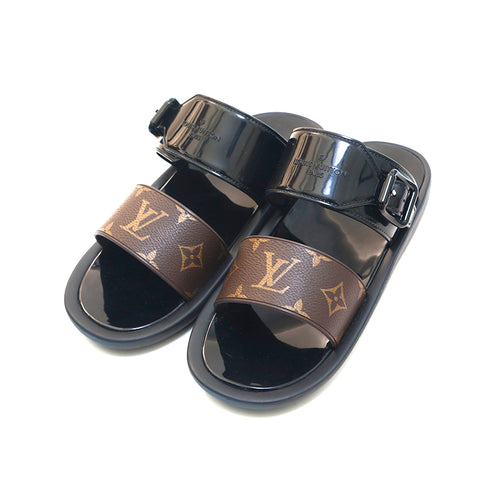 Louis Vuitton Monogramm Sonnenbad Linie Sandalen Schwarz x Brown P13899