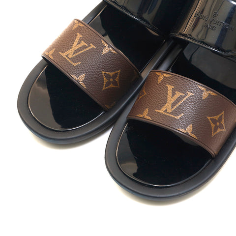 LOUIS VUITTON Sunbath line monogram flat mule sandals in brown and