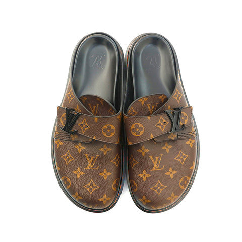 Louis Vuitton Brown Leather And Monogram Canvas High Top Sneakers Size 41.5 Louis  Vuitton