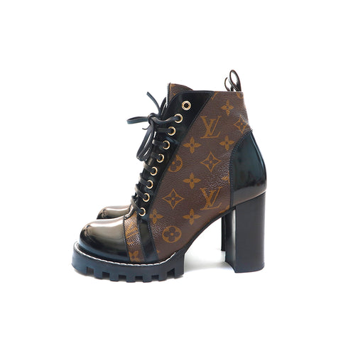 路易·威登（Louis Vuitton）会标星踝靴靴棕色X黑色P13901
