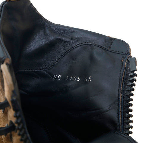 路易·威登（Louis Vuitton）会标萝卜线绒面绒面绒面鞋靴棕色X黑色P13902